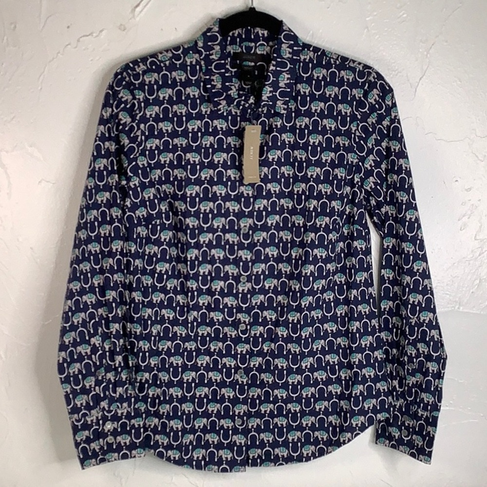 J Crew Perfect Elephants Princess cut Long Sleeve button up shirt women SZ 6 NWT - Picture 4 of 10